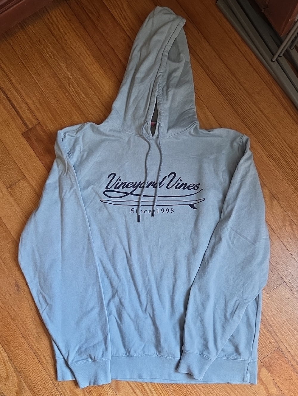 Vineyard Vines Sky Blue Pullover Hoodie with Navy Logo